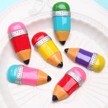 

10Pcs Flatback Simulation Colorful Pencil Flat back Resin Cabochon Embellishments For Scrapbooking Kawaii DIY Accessories