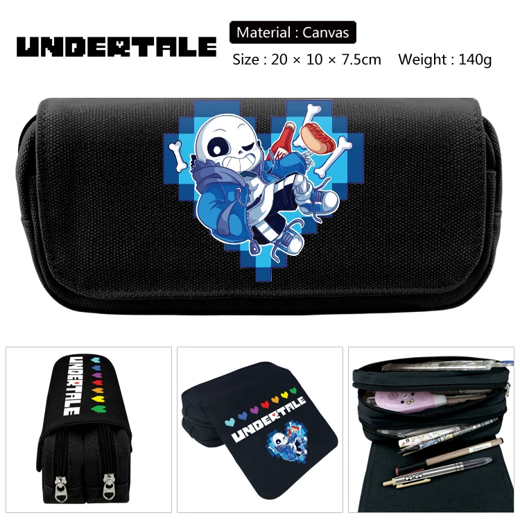 

Anime Undertale Cosplay Skull Double Zipper Pencil Bag Pencil Case Bendy Kids Girl Gift Stationery Container School Supplies