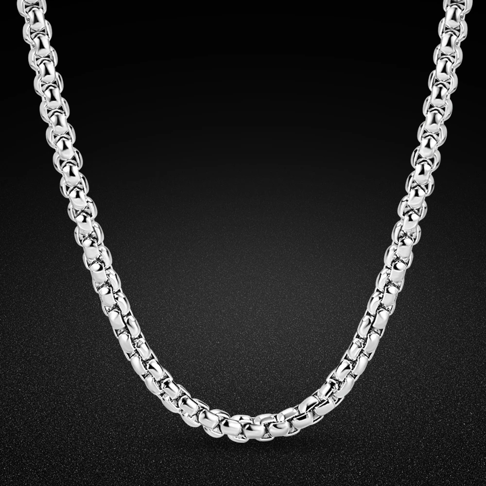 925 Sterling Silver Necklace Male Classic Box Necklace Boys Solid Silver Necklace Birthday Present Popular Silver Jewelry Silver Jewelry Necklace Boysterling Silver Necklace Aliexpress