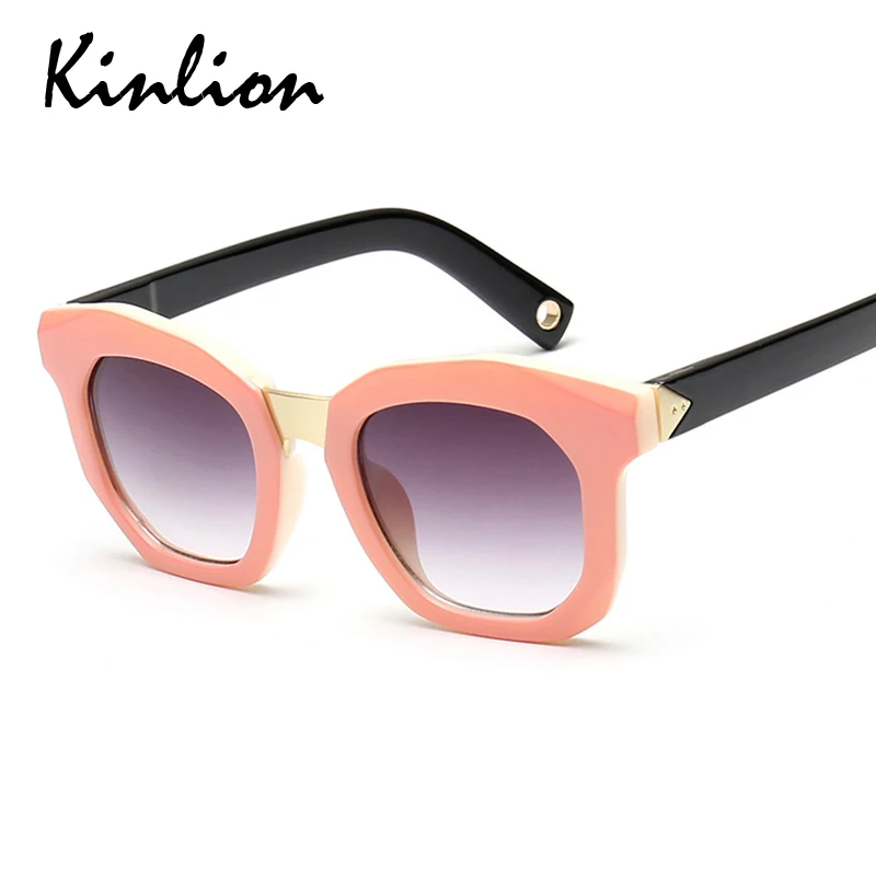 Kinlion квадратные полигоновые детские солнцезащитные очки для мальчиков, Винтажные Солнцезащитные очки больших размеров для девочек, высокое качество, очки для больших детей, солнцезащитные очки