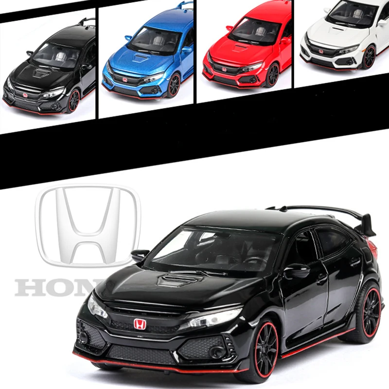 1:32, высокая имитация, Honda Civic, TYPE-R, сплав, модель автомобиля со звуком, светильник, коллекция автомобилей, игрушки для детей, взрослых, подарки