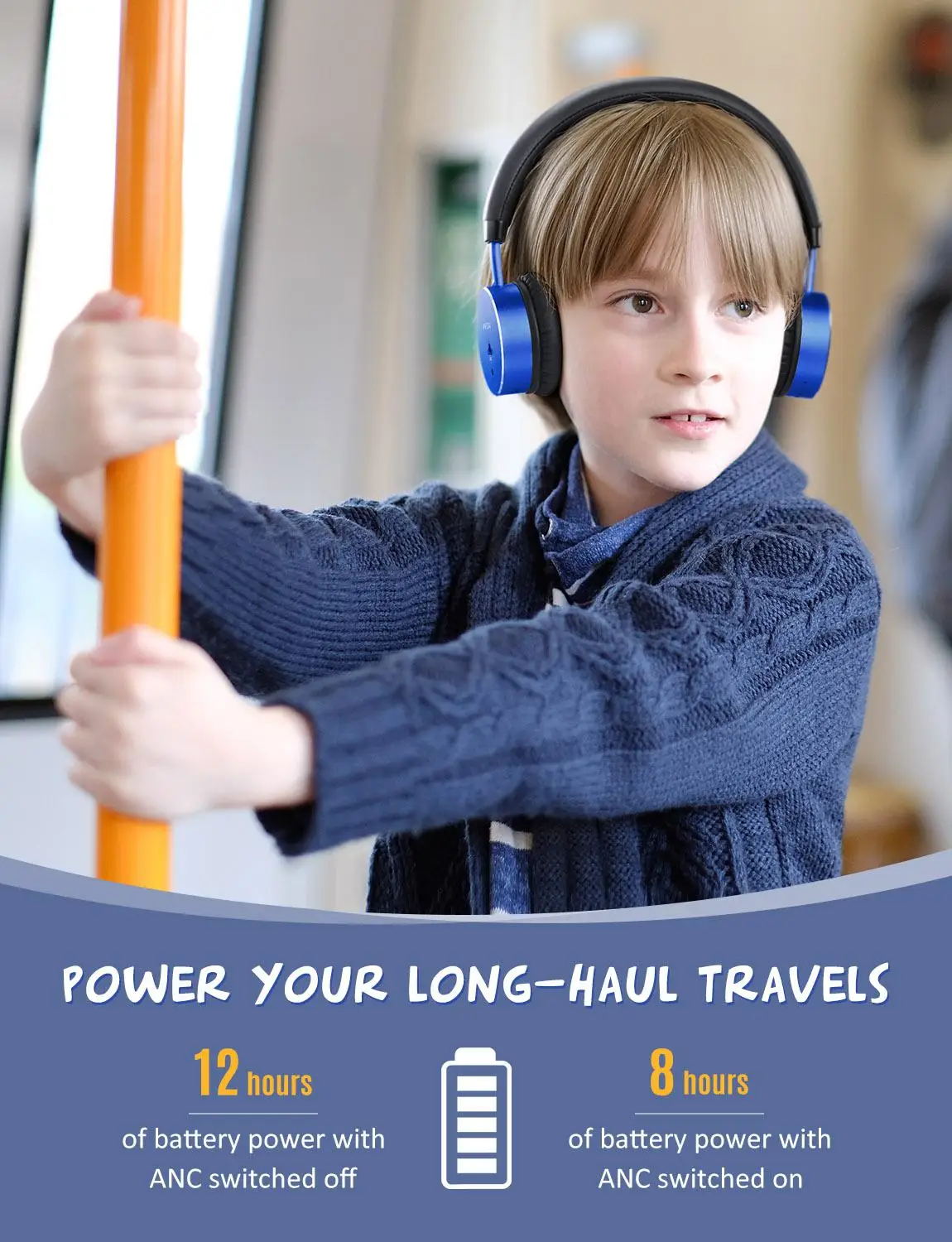 Mpow NCH1 Kids Wireless Headset with Mic Bluetooth 5 0 Active Noise Cancelling Headphone with 94dB Volume Limit 12H Playing Time