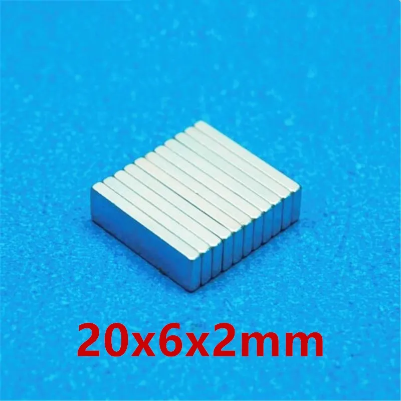 Jep Inhalere faglært 10pcs/lot F 20x6x2 Mm N52 N35 Strong Square Ndfeb Rare Earth Magnet 20*6*2  Mm Neodymium Magnets 20mm X 6mm X 2mm - Magnetic Materials - AliExpress