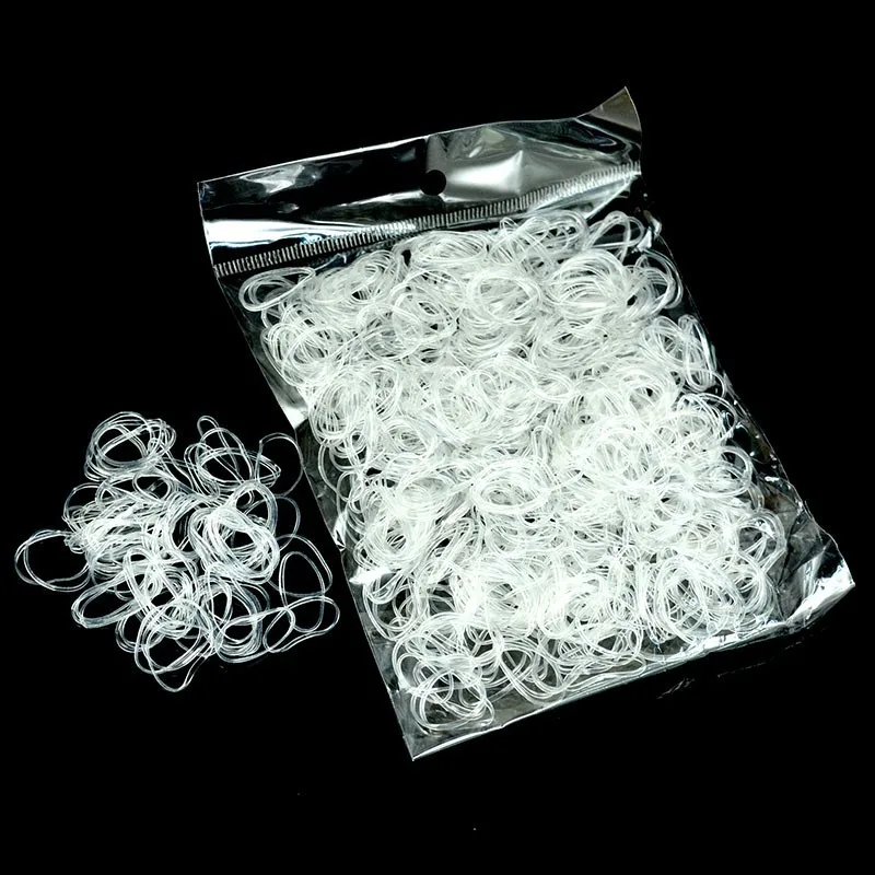 

1000pcs Mini Transparent Rubber Hairband Rope Silicone Ponytail Holder Elastic Hair Holder Tie Gum Rings Girls Hair Accessories