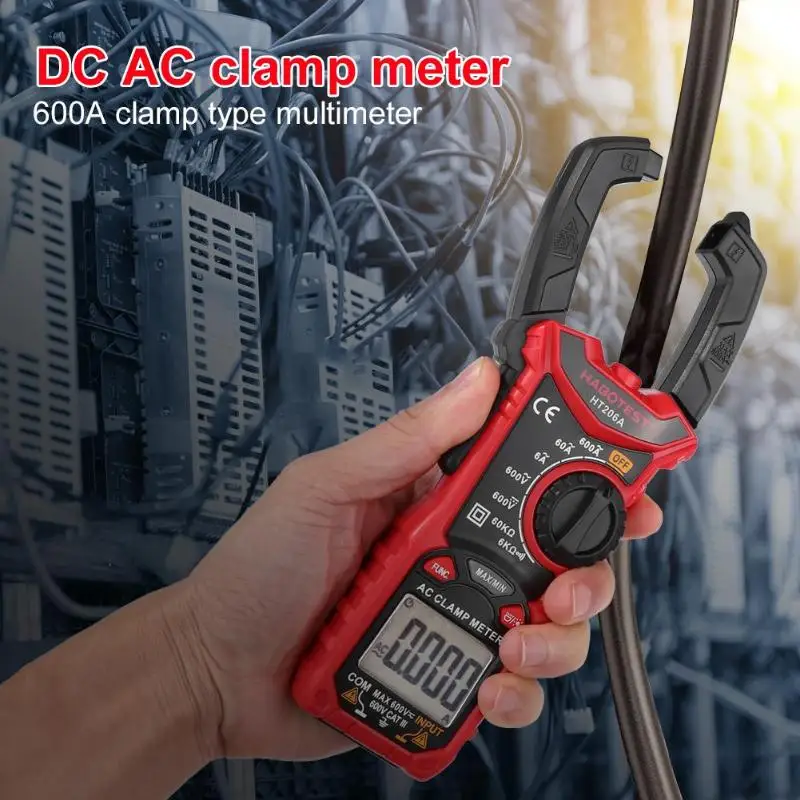 HABOTEST HT206A/B/D AC/DC Цифровой клещи мультиметр для измерения AC/DC Напряжения тока NCV цифровой тестер сопротивления зажима