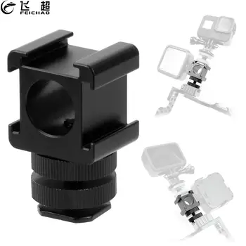 

Three Head Cold Shoe Extend Connector Microphone Monitor Stand Holder Metal On-Camera Mount Hot Shoe Adapter for Video LED Light