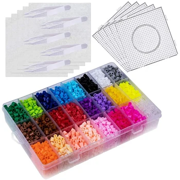 

Fuse Beads Kits, 4100Pcs Fuse Beads Sets Including 5 Pegboard Plastic Trays 5 Tweezers 5 Ironing Papers For Perler Beads