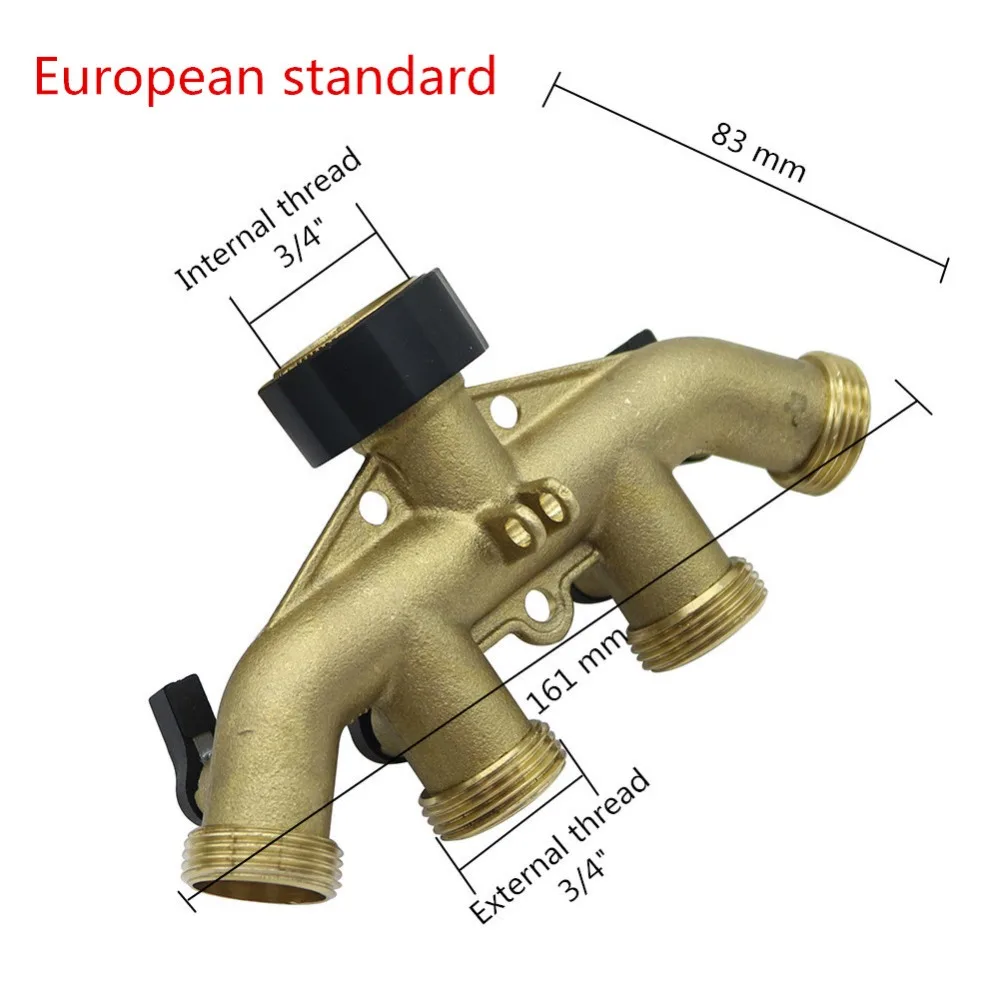 Латунь 3/" европейскими/американскими Стандартный 4-полосная сплиттер с клапан орошения сада воды Управление клапан из нержавеющей стали кран разъемы 1 шт