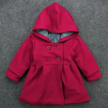 

Cute Simple Personality Solid Warm Coat Temperament Korean Button Tops Popular Polyester Long Sleeve Kids Costume