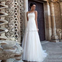 Свадебные платья из тюля А-силуэта, сексуальные прозрачные платья без рукавов с открытой спиной кружевной аппликацией, свадебные платья длиной до пола, платье невесты