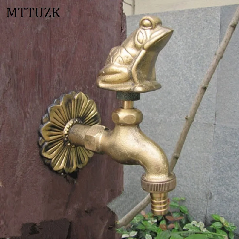 MTTUZK outdoor garden faucet animal shape Bibcock with antique brass Frog tap for washing machine/Garden watering Animal faucet