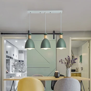 

Nordic Iron Pendant Lights Wood Hanging Lamp Simple Pendant Lamp for Living Room Bedroom Kitchen Dining Room Pending Lighting