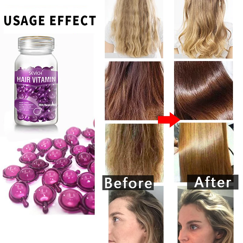

Sevich Smooth Silky Hair Vitamin Capsule Keratin Complex Oil Hair Care Repair Damaged Hair Serum Moroccan Oil Anti Hair Loss