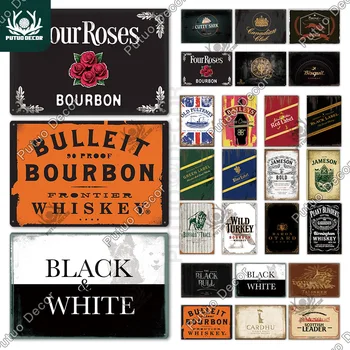 

Putuo Decor Whiskey Vintage Tin Sign Metal Sign Decorative Plaque Pub Bar Club Man Cave Decor Wall Decoration