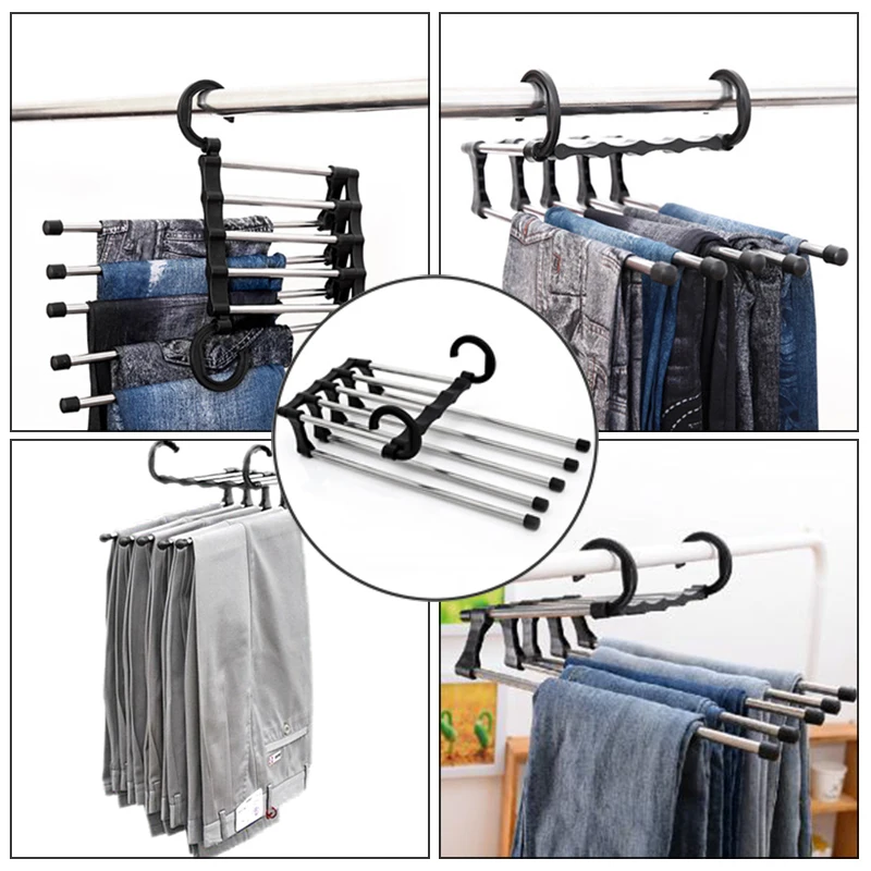 5 в 1 полка для брюк из нержавеющей стали многофункциональная переносная вешалка для гардероба США