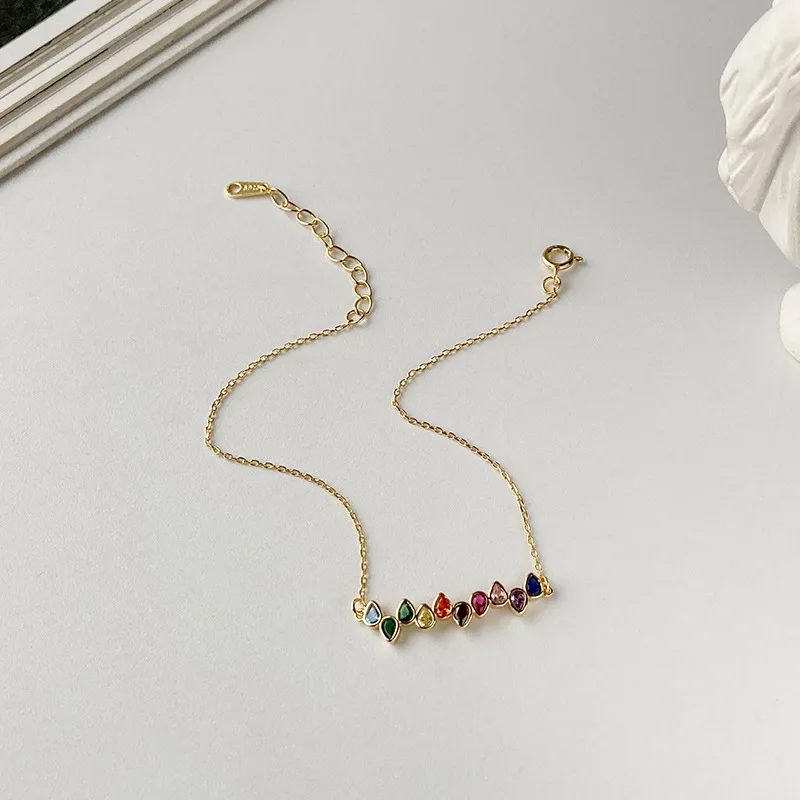 925 Sterling Silver Simple Creative Color Crystal Bracelet Women Fashion Trend Party Jewelry Accessories Valentine's Day Gift - Image 2