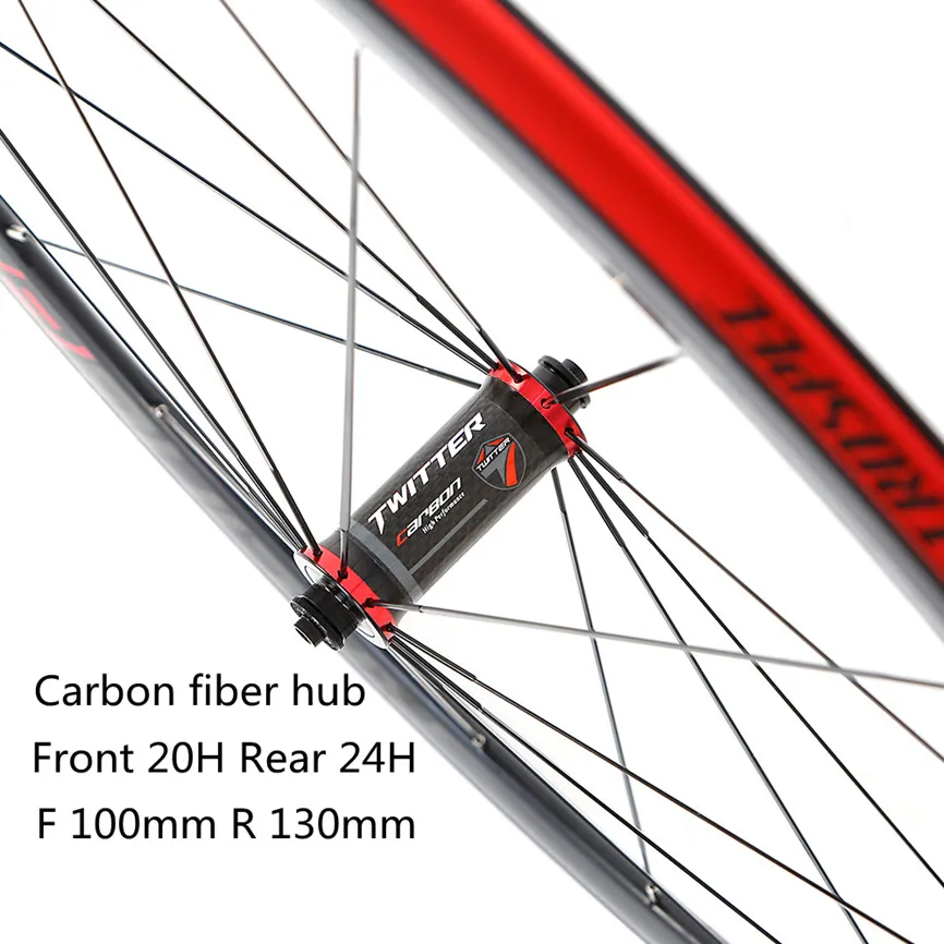 TW 700C Carbon Fiber Hub Road Bike Wheelset Aluminum Alloy 36mm Rim Four Sealed Bearing V Brake F20 R24 12Speed Cassette Wheels