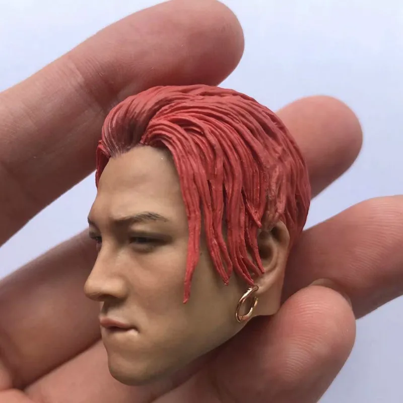 1/6 масштаб Bigbang голова лепить красные волосы с серьгами Корея Красивая голова модель для 12 дюймов фигурка игрушка