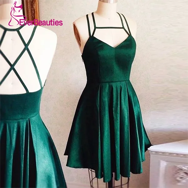 as picture Vestido, коктейльные платья,, спагетти ремень, платье для выпускного вечера, атласное зеленое платье, халат, коктейльное платье - Цвет: as picture