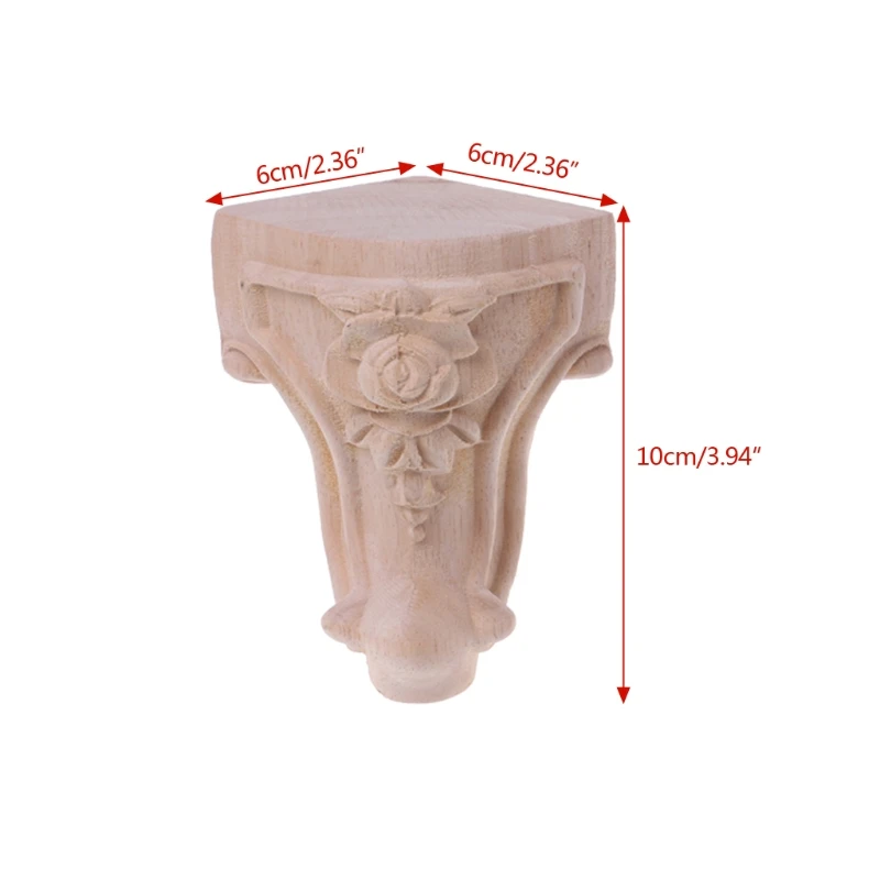 2021 New Wooden Furniture Legs Solid Wood Flower Carved TV Cabinet Seat Feet No Painting