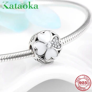 

Round shape 925 Sterling Silver luckly heart flower Enamel CZ fine Bead Fit Original European Charm Bracelet Jewelry making