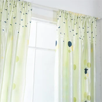

Bedroom Curtains Rod Pocket Polyester Curtain Window Decoration Semi Blackout Shade Castle Printed Draper