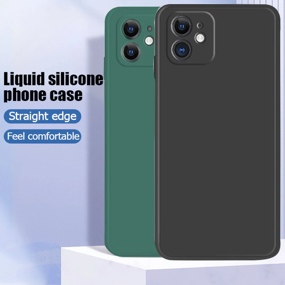 Luxury Square Liquid Silicone Phone Case For Iphone 13 12 Pro Max 12 13 Mini Thin Soft Cover Candy Case For Iphone 13 Pro Max Mobile Phone Cases Covers Aliexpress