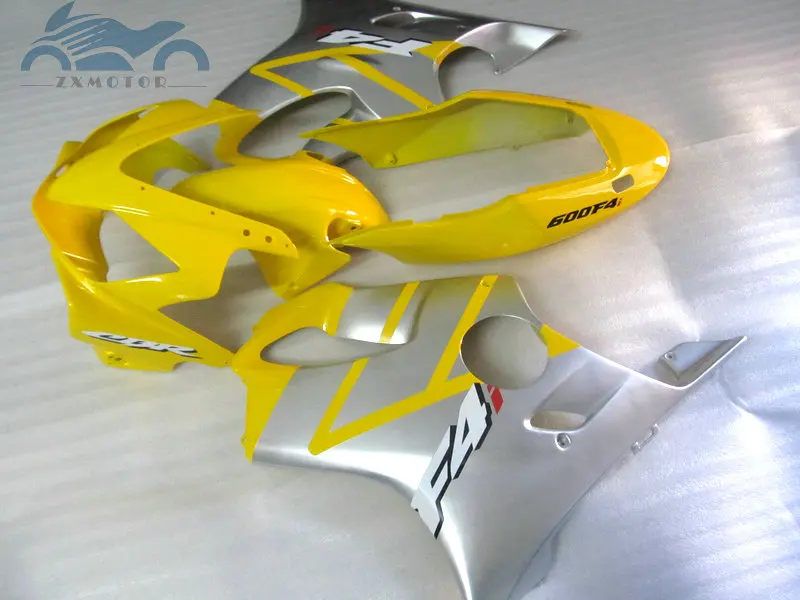 Высококачественный Комплект обтекателя впрыска, пригодный для Honda CBR600F4i 2001 2002 2003 CBR 600F4i 01 02 03 ABS Обтекатели комплекты Желтый серебристый HT03