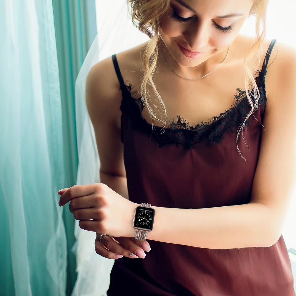 Wearlizer ремешок для спортивных часов для Apple Watch 5 ремешок из нержавеющей стали сменный ремешок для наручных часов ремешок для iwatch Группа 42 мм серия 4 3 2 1