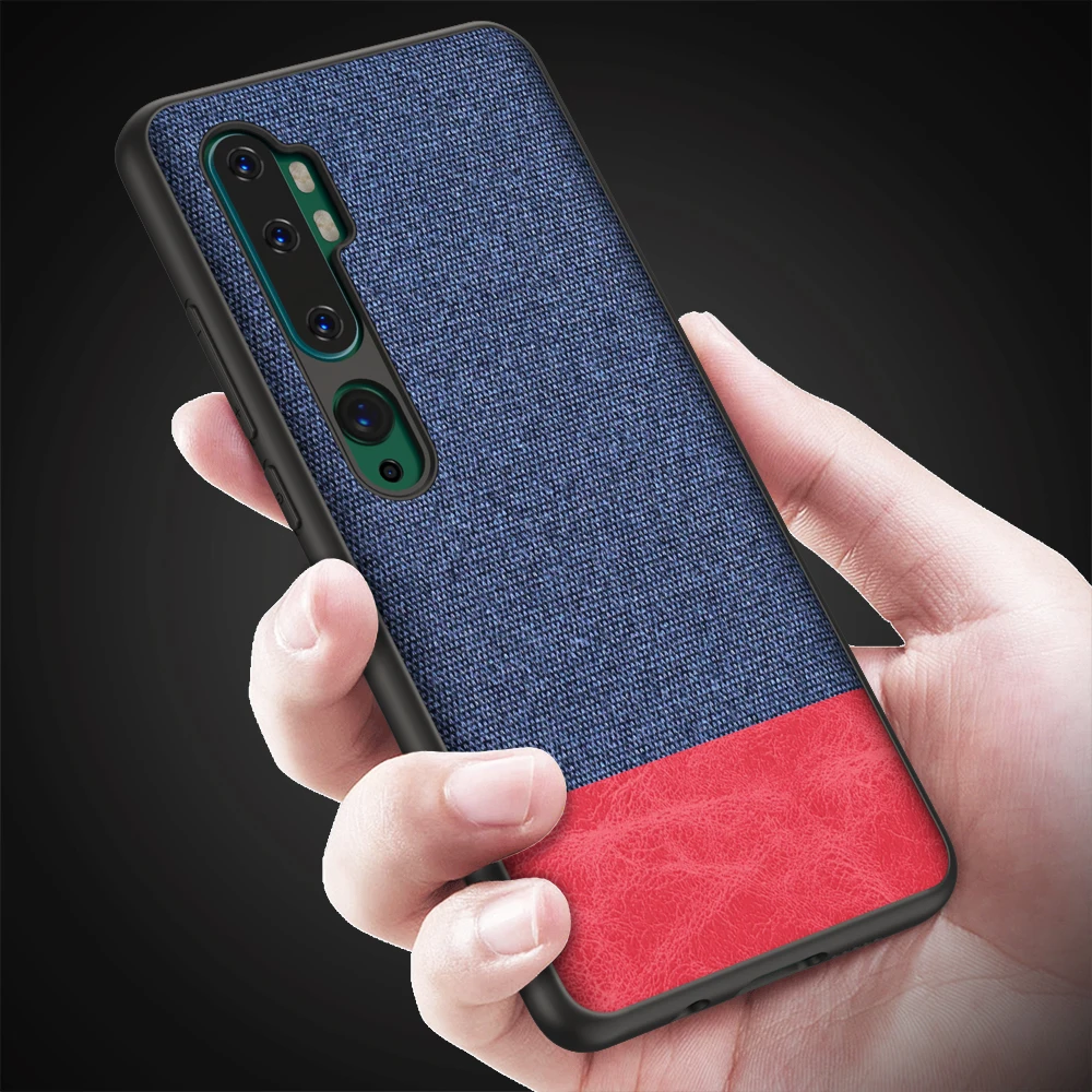 Чехол для Xiaomi Mi Note 10 Pro с мягким силиконовым краем и твердой тканевой текстурой