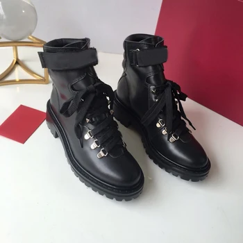 

Women's Shoes Genuine Leather Ankle Boots Brands Designer Martens Boots for Women Lace-Up Casual Motorcycle Boots Winter Shoes