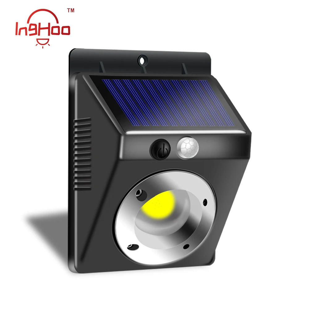 IngHoo COB солнечный светильник PIR датчик движения Открытый водонепроницаемый IP65 светильник ing декоративный уличный фонарь безопасности беспроводной настенный светильник
