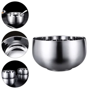 

1pc Reusable Heat Resistant Stainless Steel Bowl Restaurant Hotel Home