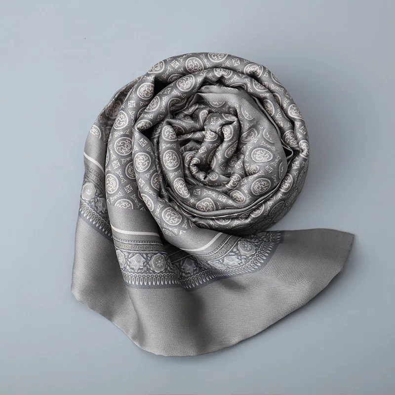 Бренд Yilian, шелковый шарф с принтом и пряжкой, высокое качество, британский стиль, 170*30 см, длинный, модный, осенний, зимний, деловой шарф