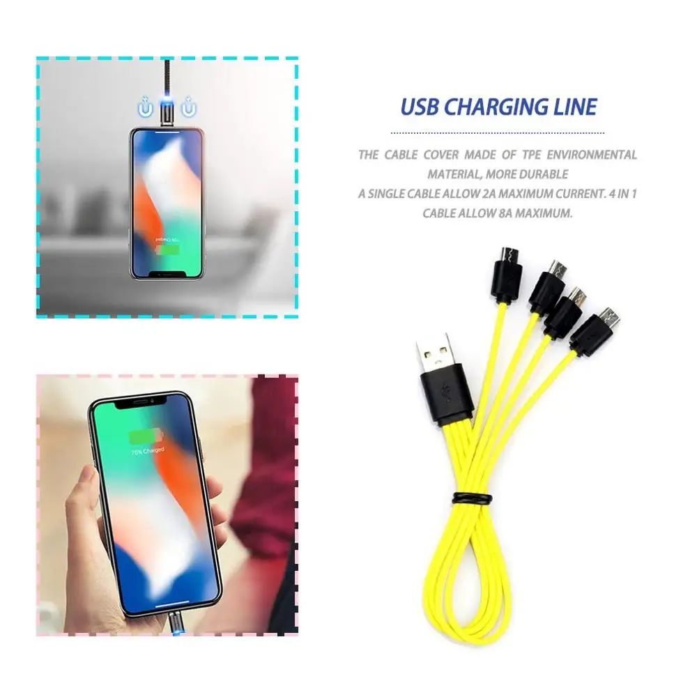 ZNTER Универсальный Один перетащите 1/2/3/4 Micro USB зарядная Кабельная линия для