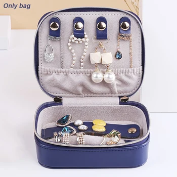

Carrying Multifunctional Jewelry Case Travel Gift For Earrings PU Leather Rings Portable Organiser Bag Double Zipper Necklaces