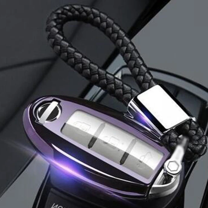 PURPLE2 Чехол для ключа автомобиля fob для Nissan Qashqai J10 J11 X-Trail t31 t32 kicks Tiida Pathfinder муранское Примечание Juke Infiniti аксессуары - Название цвета: PURPLE2