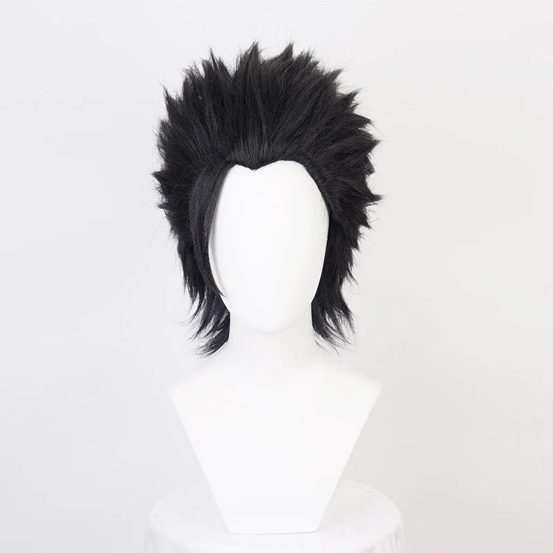 Final fantasia ff7 zack fair cosplay perucas curtas pretas, resistentes ao calor cabelo sintético + touca