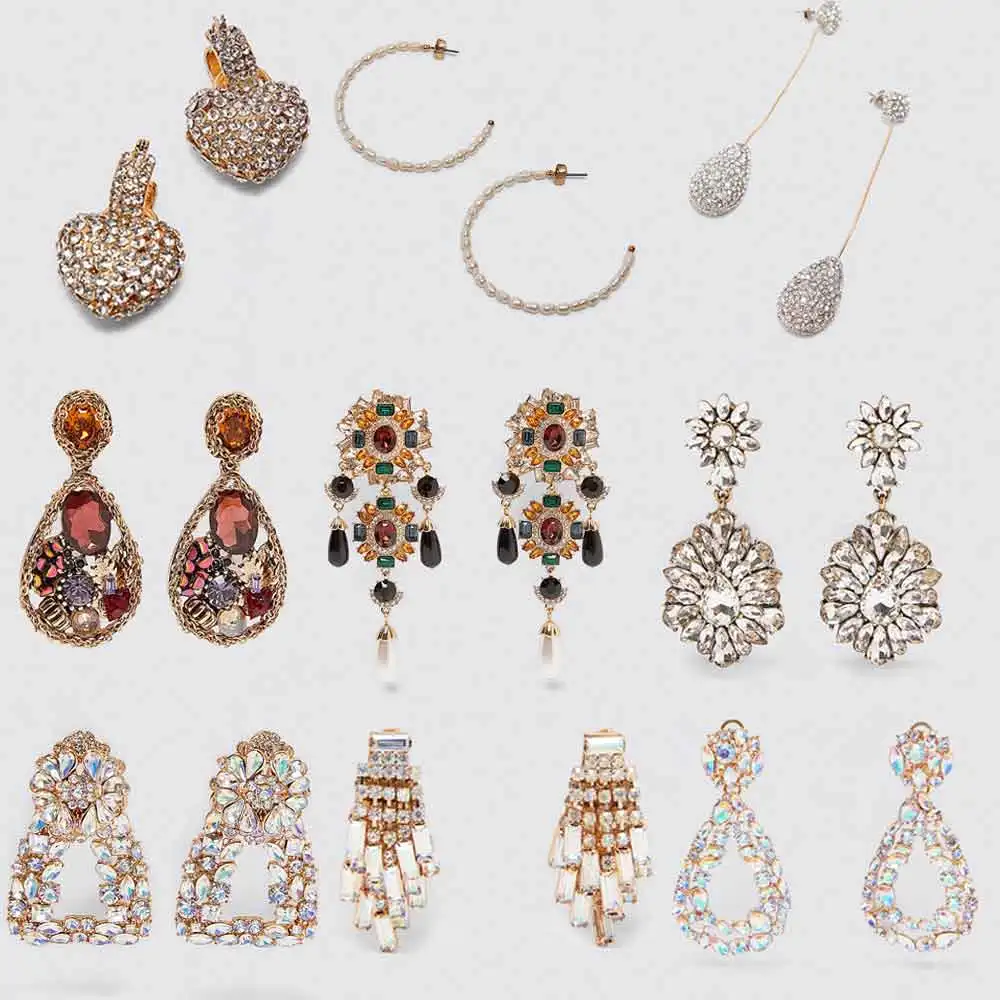 

Best lady ZA Newly heart Drop Earrings Girls Party Boho Crystal Women Wedding Jewelry Trendy Gift Statement Earrings Accessories