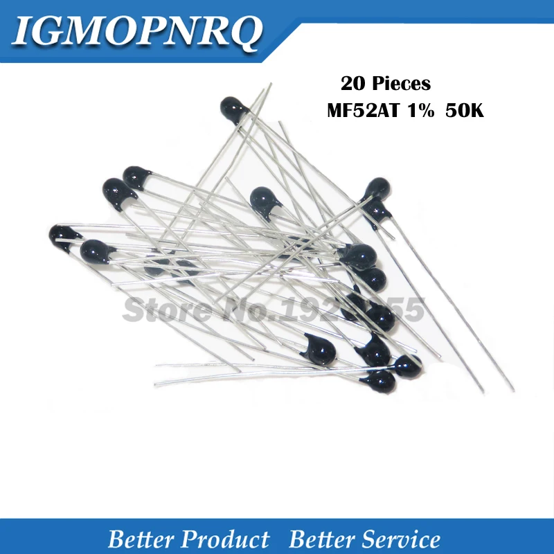 

20pcs/lot MF52AT 50K 3950 +/-5% NTC-50k 3950 ntc-mf52at 50K B value: 3950 thermistor temperature sensor MF52