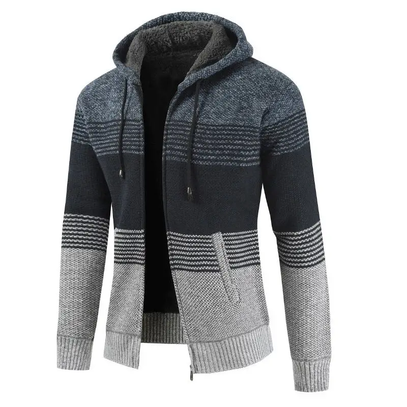 su�ter abrigo para hombre 2019 invierno grueso c�lido c�rdigan con capucha jerseys hombres rayas Cachemira lana forro cremaller su�ter abrigo para hombre 2019 invierno grueso c�lido c�rdigan con capucha jerseys hombres rayas Cachemira lana forro cremaller