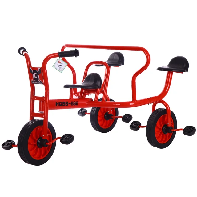 LazyChild Kindergarten Children's Tricycle Three-person Bicycle Preschool Stroller Manned Bicycle 2021 New Dropshipping 1