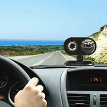 2-в-1 Авто автомобиль приборной панели Высокая точность компаса руководство мяч термометр