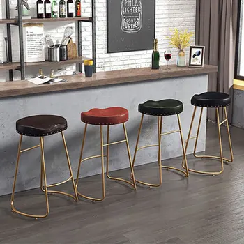 

Nordic Bar Chair Golden Iron Art Coffee Shop Front Desk Household Stand Retro-Three Seating Heights of Various Colors