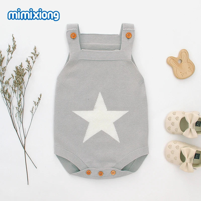 Baby Bodysuits Knitted Newborn Boys Girls Body Tops Five Star Infant Sleeveless Onesie Toddler Kids Jumpsuit Clothes 0-18Months