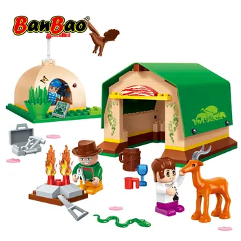 

BanBao 6655 Educational Building Bricks Tent Camp Trip National Zoo Animal Blocks Compatible With Brands Kid Children Model Toys