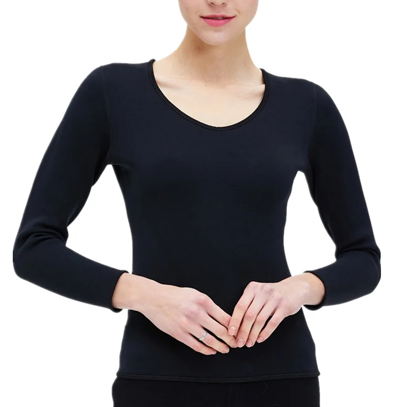 

2019 Neoprene Sweat Sauna Gym Women T-shirts Casual Tee Tops Fitness Exercise Long Sleeve Female T shirt Woman Slimming Clothing