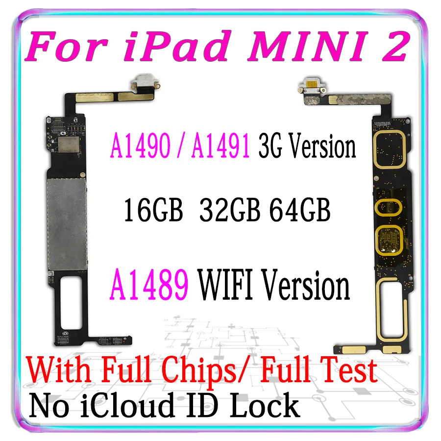 A1489 Wifi версия для ipad MINI 2 материнская плата с полным чипом, A1490/A1491 3g версия панели, оригинальная разблокированная материнская плата