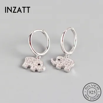 

INZATT Real 925 Sterling Silver Zircon Elephant Hoop Earrings For Fashion Women Fine Jewelry Minimalist Ins Hot Accessorie Gift