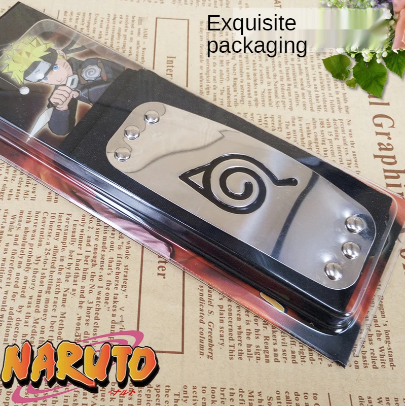 Naruto diadema Cosplay de Anime de Japón Logotipo de Metal chapado en oro casco Protector para frente Cosplay Halloween fiesta de cumpleaños sombrero